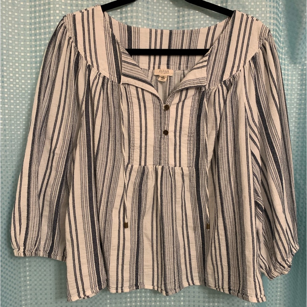 Ana Womens Bell sleeves Button down matching ties Size 1X Gathered Full Body